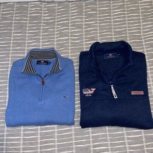 Lot of 2 men’s Vineyard Vines 1/4 quarter zip pullover sweaters. Sz M